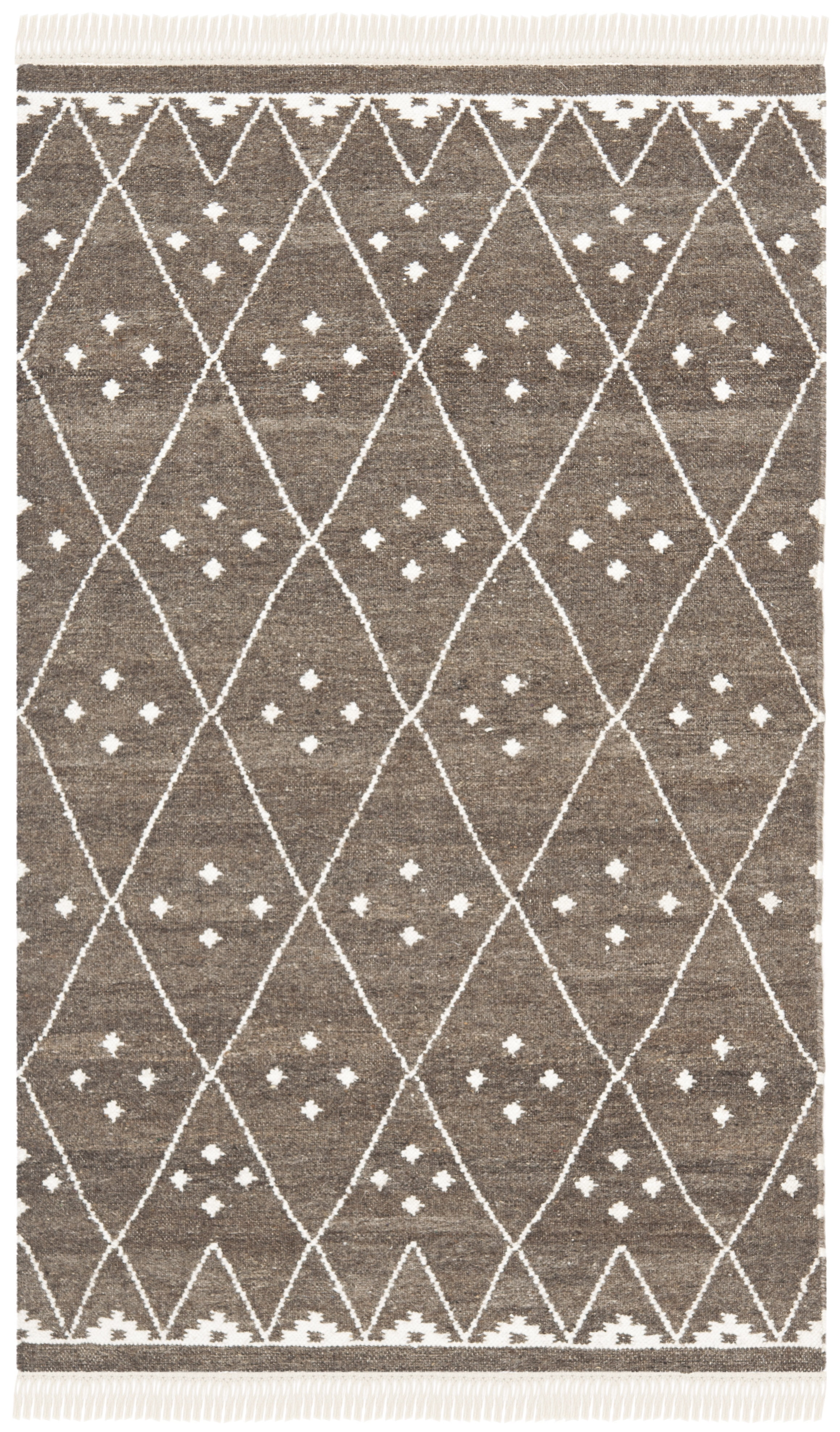 Handmade Brown and Ivory Wool Square Area Rug