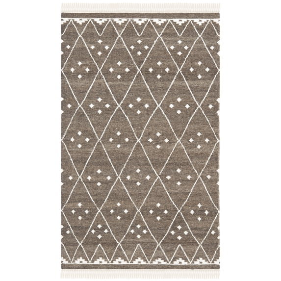 Safavieh Natural Kilim Collection NKM316A Flatweave Brown and Ivory Wool Area Rug (2'6" x 4')