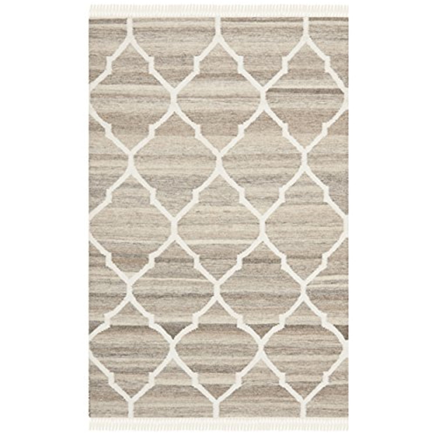 Gray and Ivory Handmade Wool and Viscose Area Rug, 2' x 3'