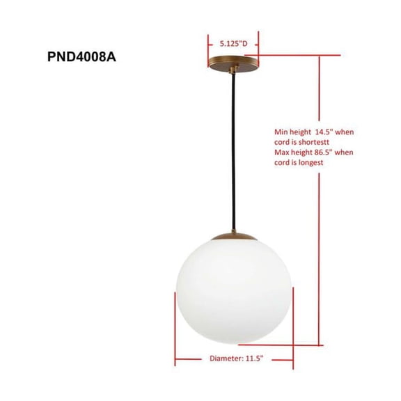 Safavieh Nelda 11.5 in. Dia. Globe Adjustable Pendant, Gold