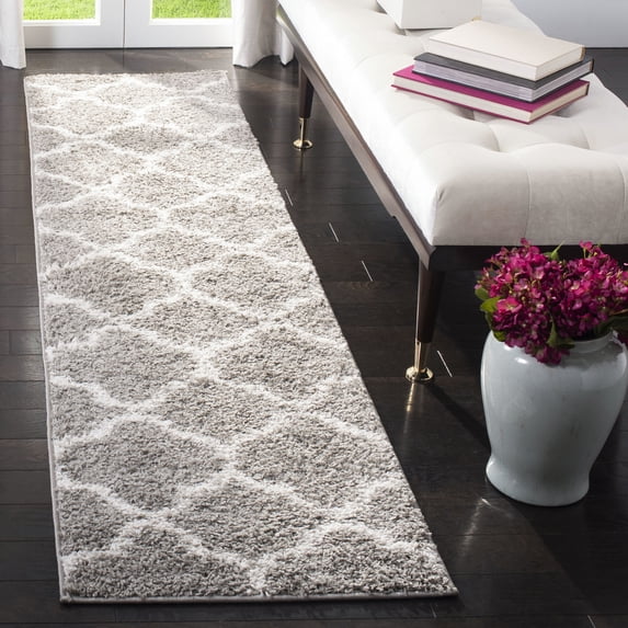 Safavieh New York Ruben Geometric Shag Runner Rug, Gray/Ivory, 2' x 8'