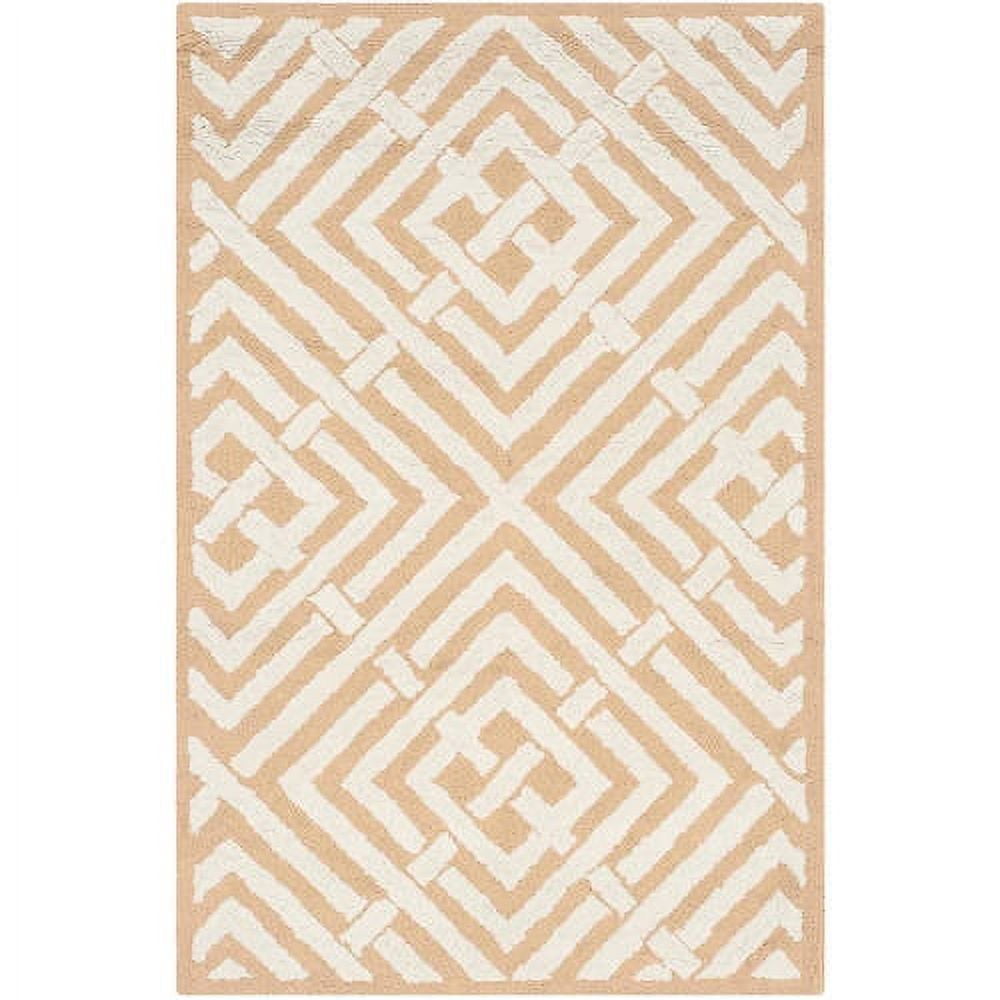 Newport Beige and Ivory Hand-Tufted Geometric Cotton Rug