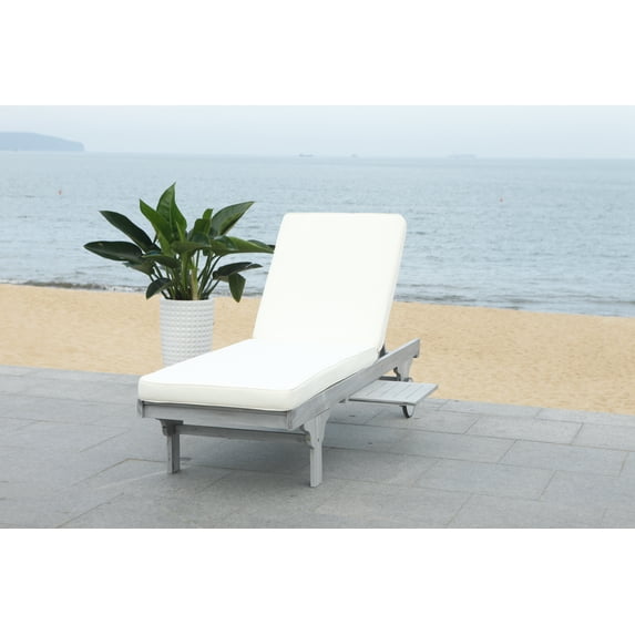 SAFAVIEH Newport Outdoor Patio Chaise Lounge Chair, Gray/Beige