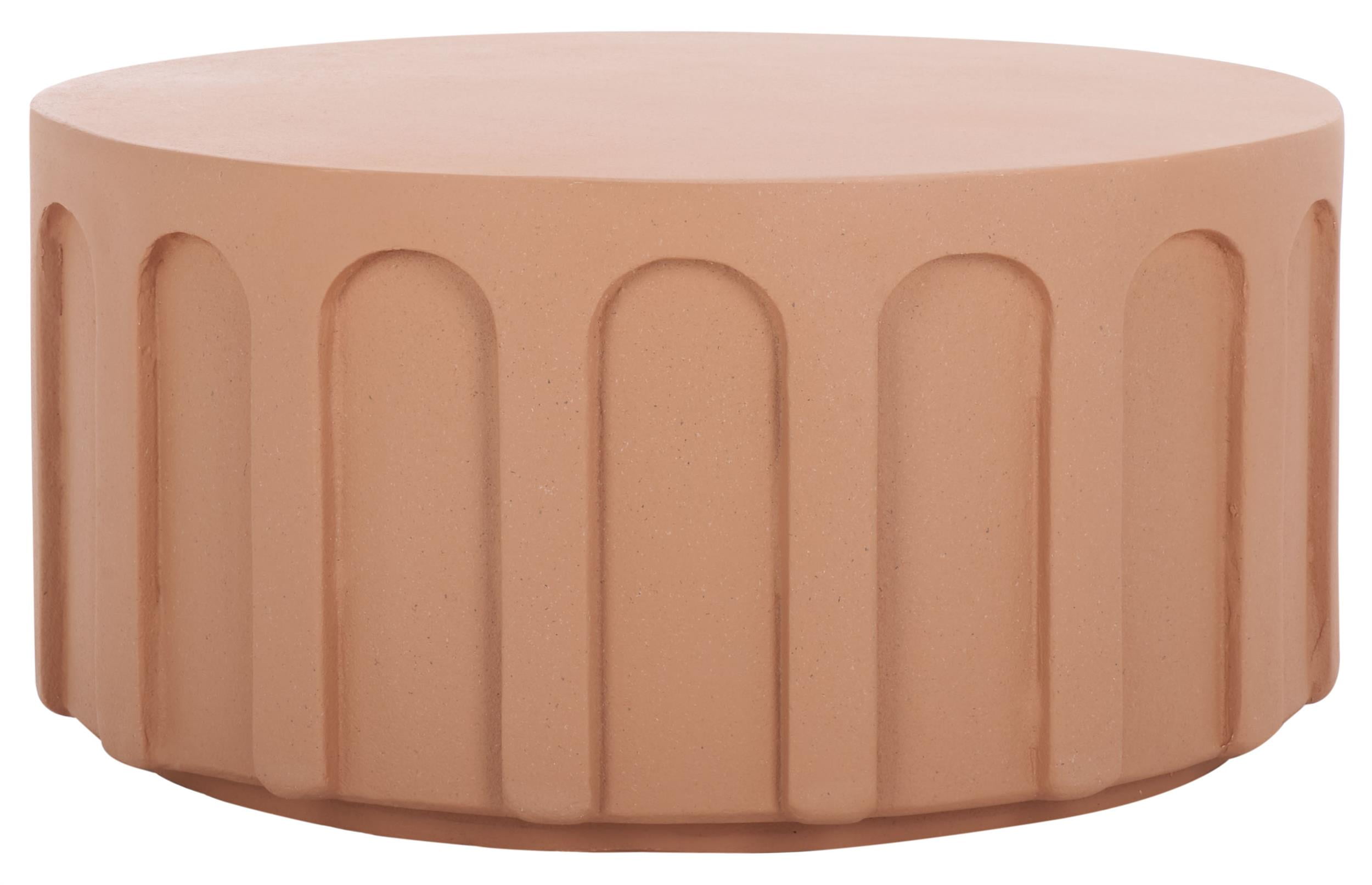 Terracotta Round Magnesium Oxide Coffee Table with Arch Relief