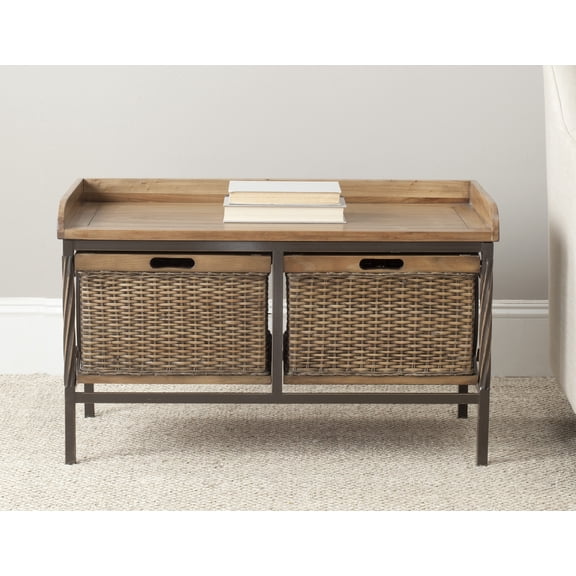 Safavieh Noah Rustic 2 Drawer Wooden Storage Bench