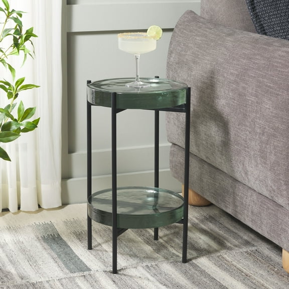 Safavieh Noham Modern Metal Round End Table, Clear / Black