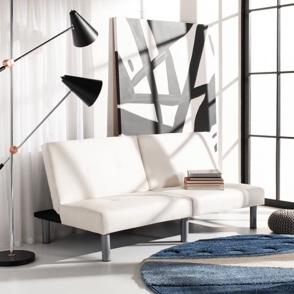 Safavieh Noho Modern Foldable Futon Bed, White/Silver