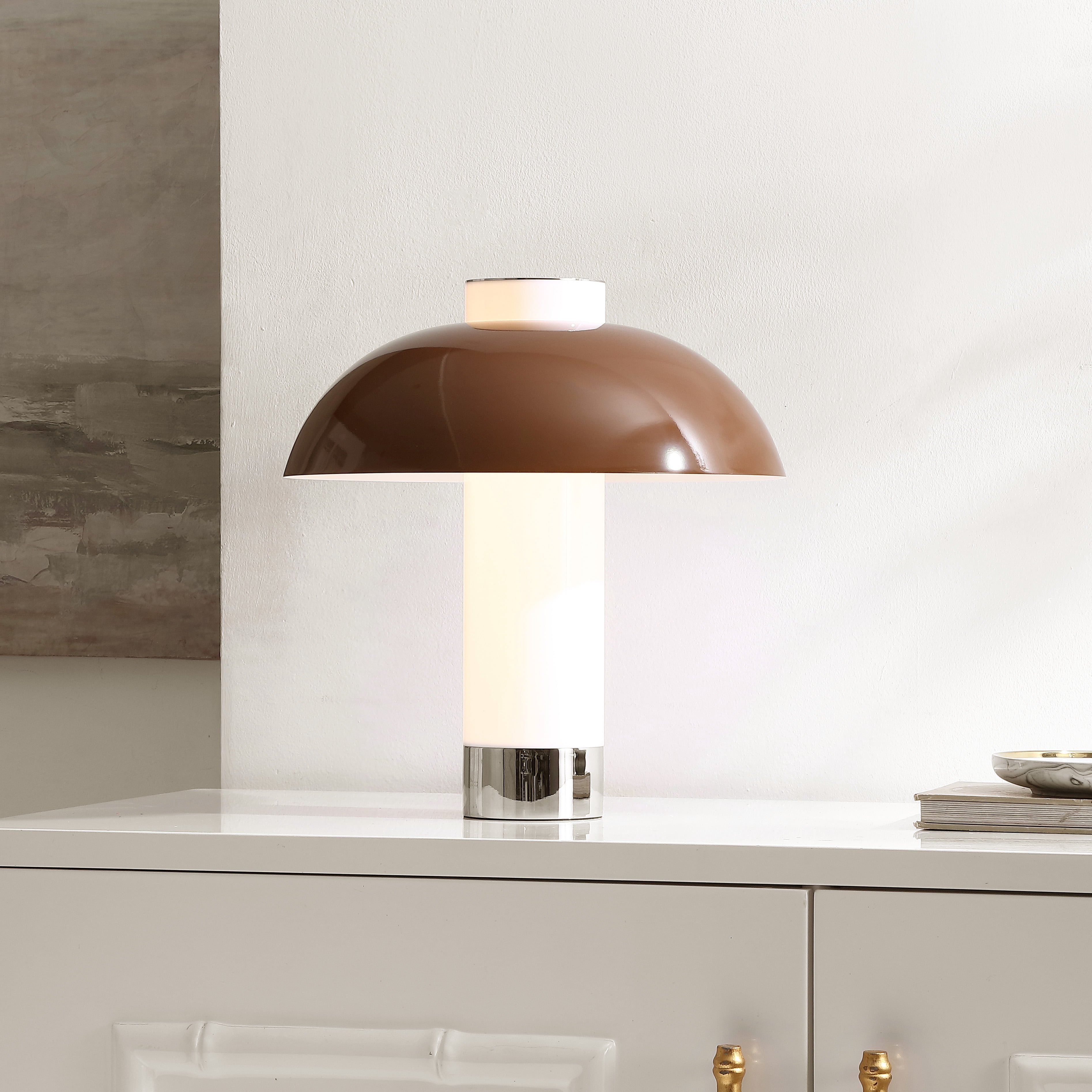 Safavieh Nora 14" Traditional Acrylic Table Lamp, Brown/White
