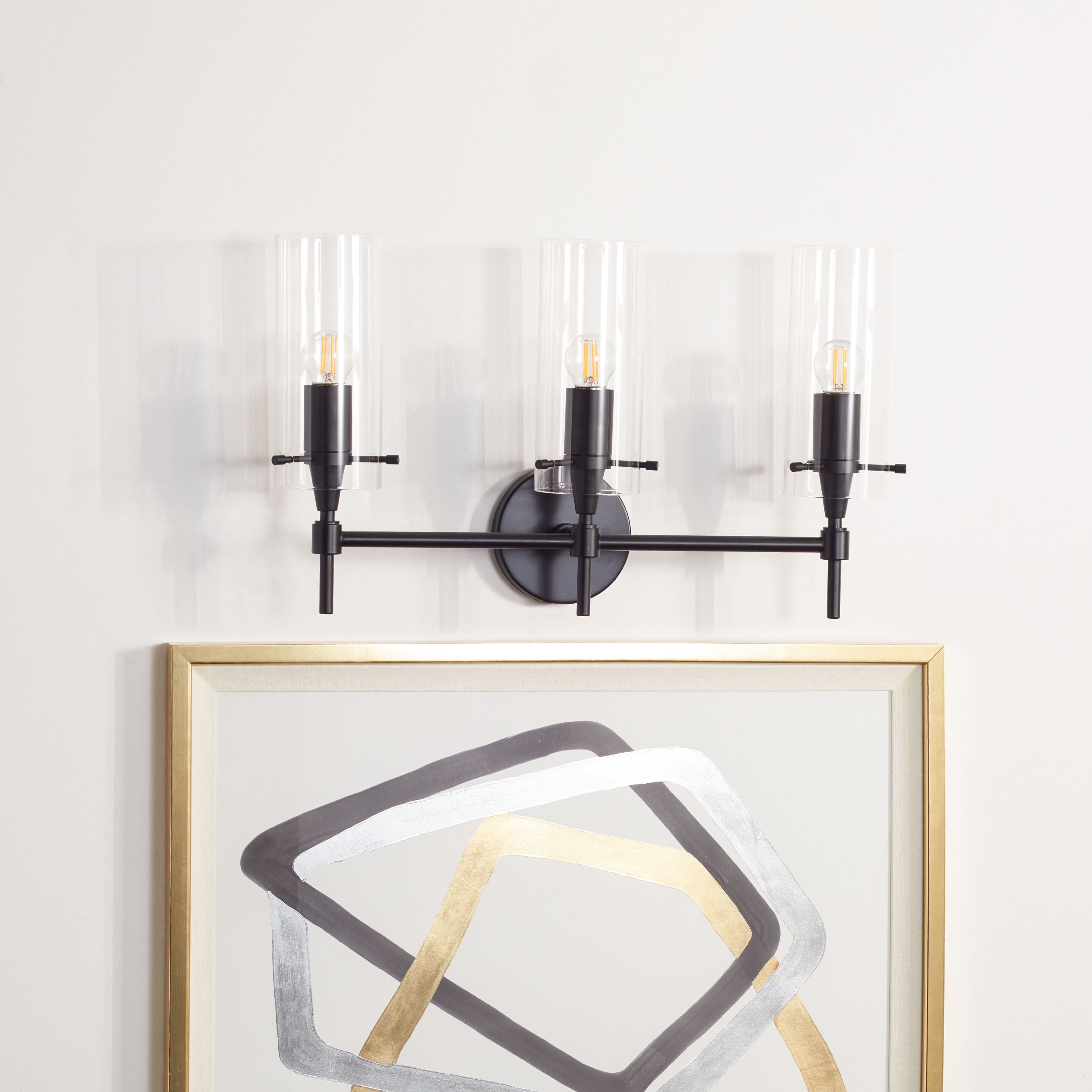 Norala Matte Black 27" Industrial 3-Light Vanity Sconce