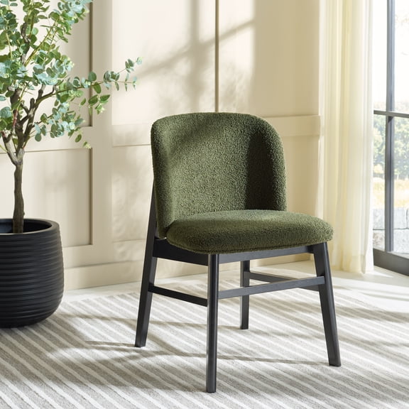 Safavieh Norman Modern Fabric and Rubberwood Dining Side Chairs, Dark Green / Black