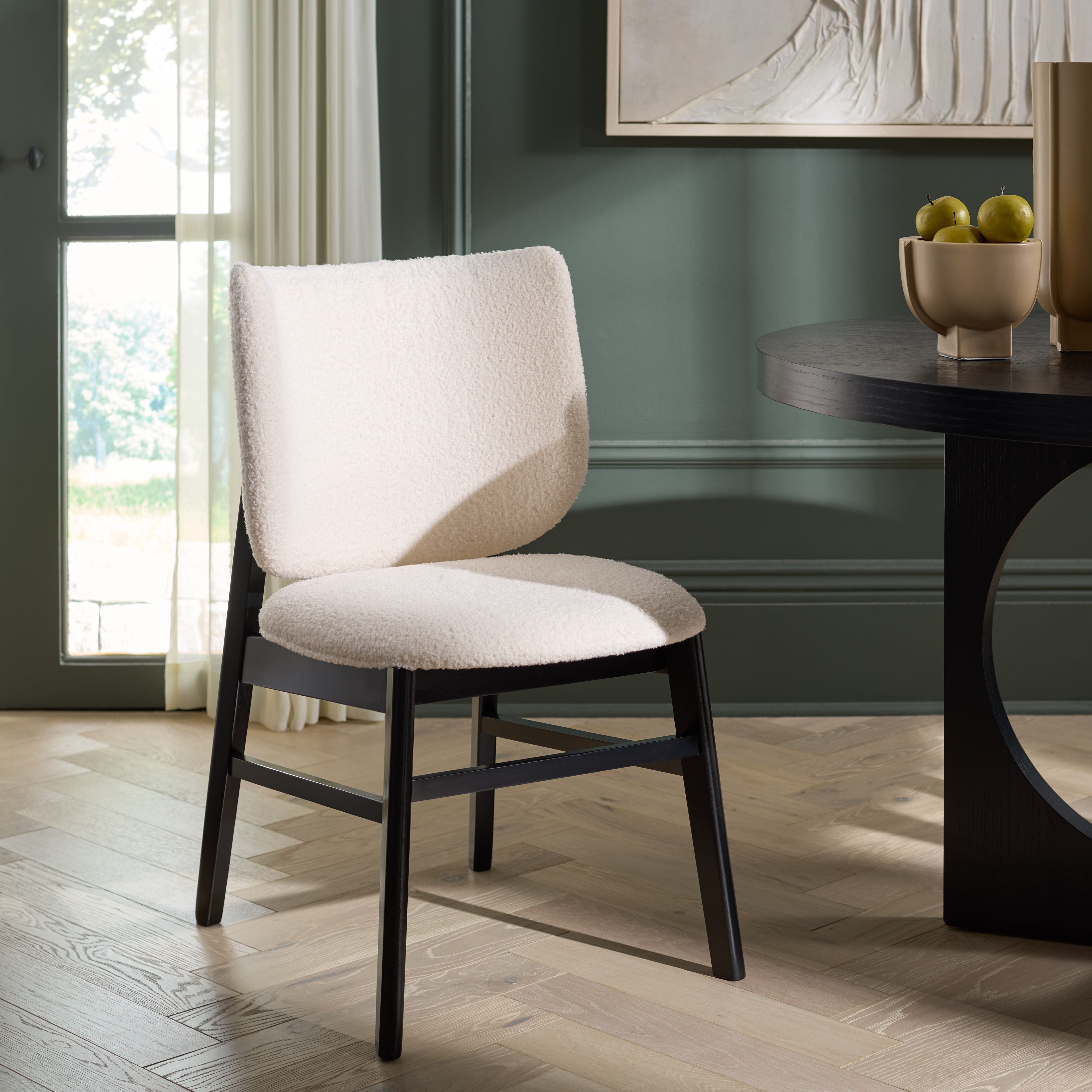 Safavieh Norman Modern Fabric and Rubberwood Dining Side Chairs, White / Black
