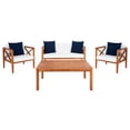 thumbnail image 1 of Safavieh Nunzio 4-Piece Eucalyptus Wood Outdoor Set in Teak Brown and Beige, 1 of 13