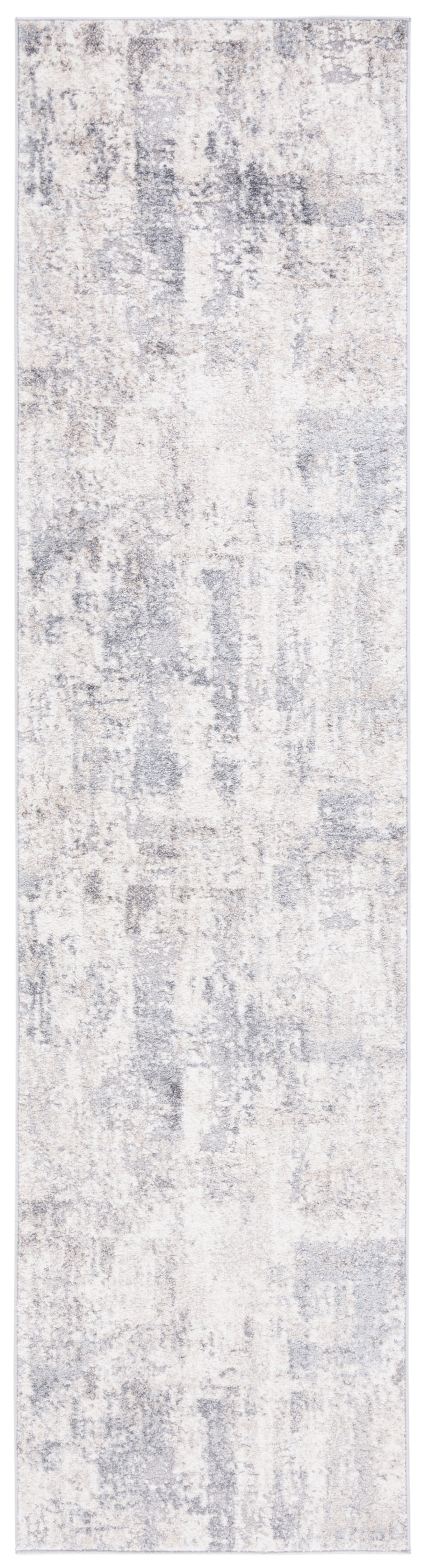 Opal Ivory and Grey Synthetic Runner Rug, 2'3" x 9'