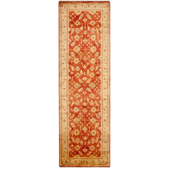 SAFAVIEH Oushak Frazier Floral Bordered Wool Runner Rug, Rust/Ivory, 3' x 10'