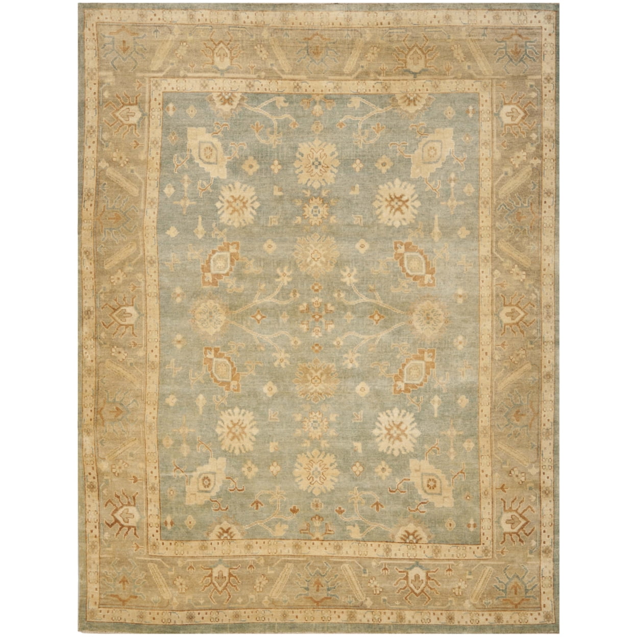 Oushak Hand-Knotted Light Blue Wool 8' x 10' Area Rug