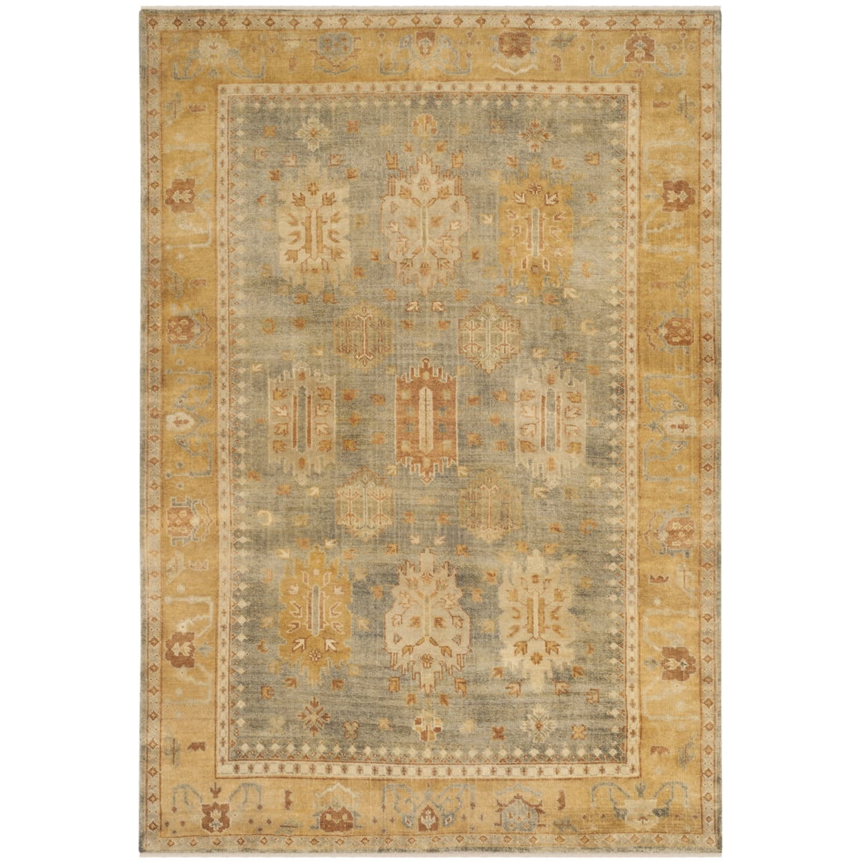 Elegant Oushak Hand-Knotted Wool Rug in Gray - 6' x 9'