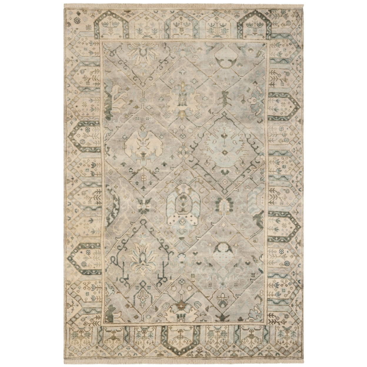 Ivory Hand-Knotted Wool 6' x 9' Area Rug