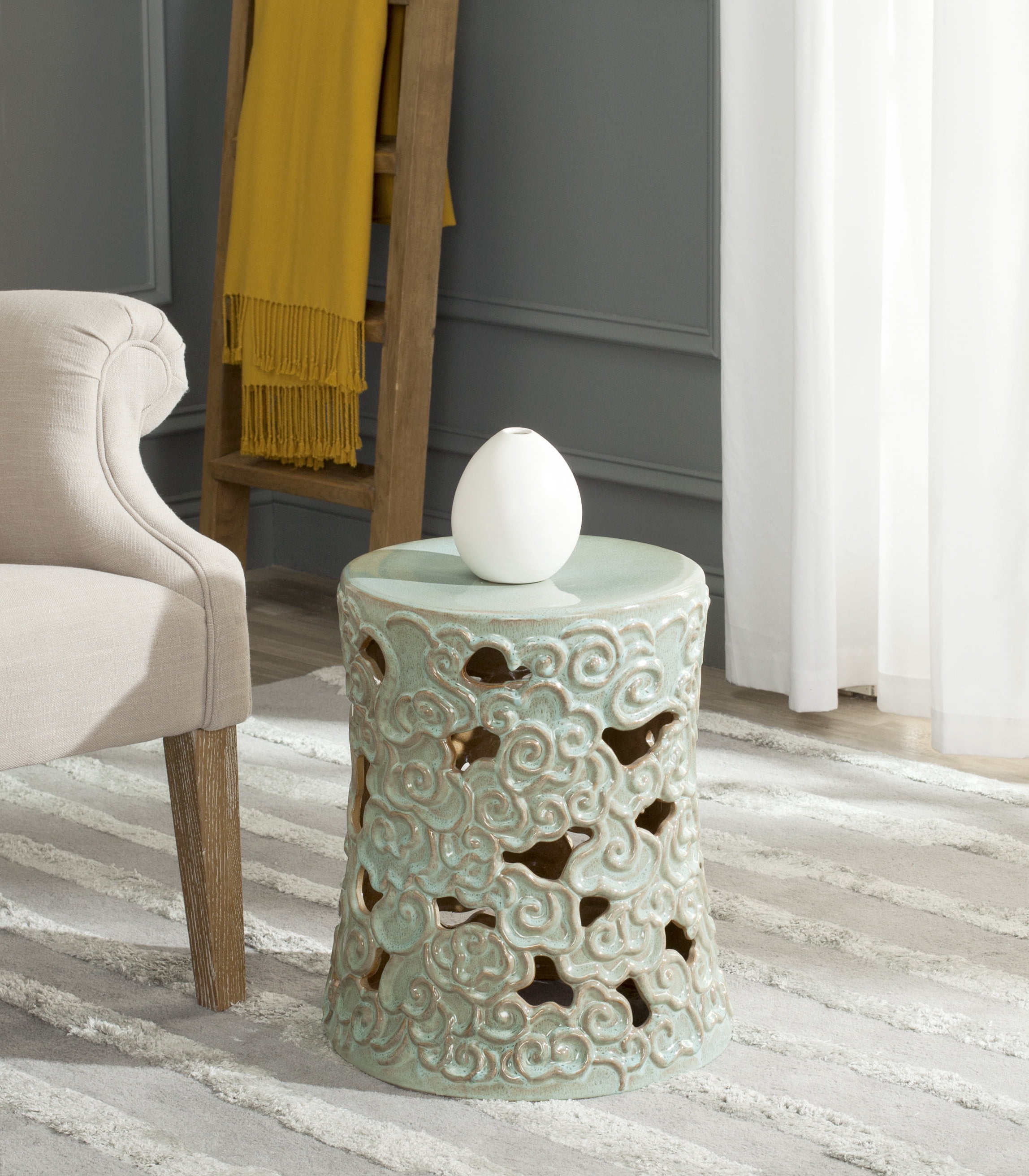 Safavieh Ocean Cloud Indoor/Outdoor Garden Patio Stool, Aqua - Walmart.com
