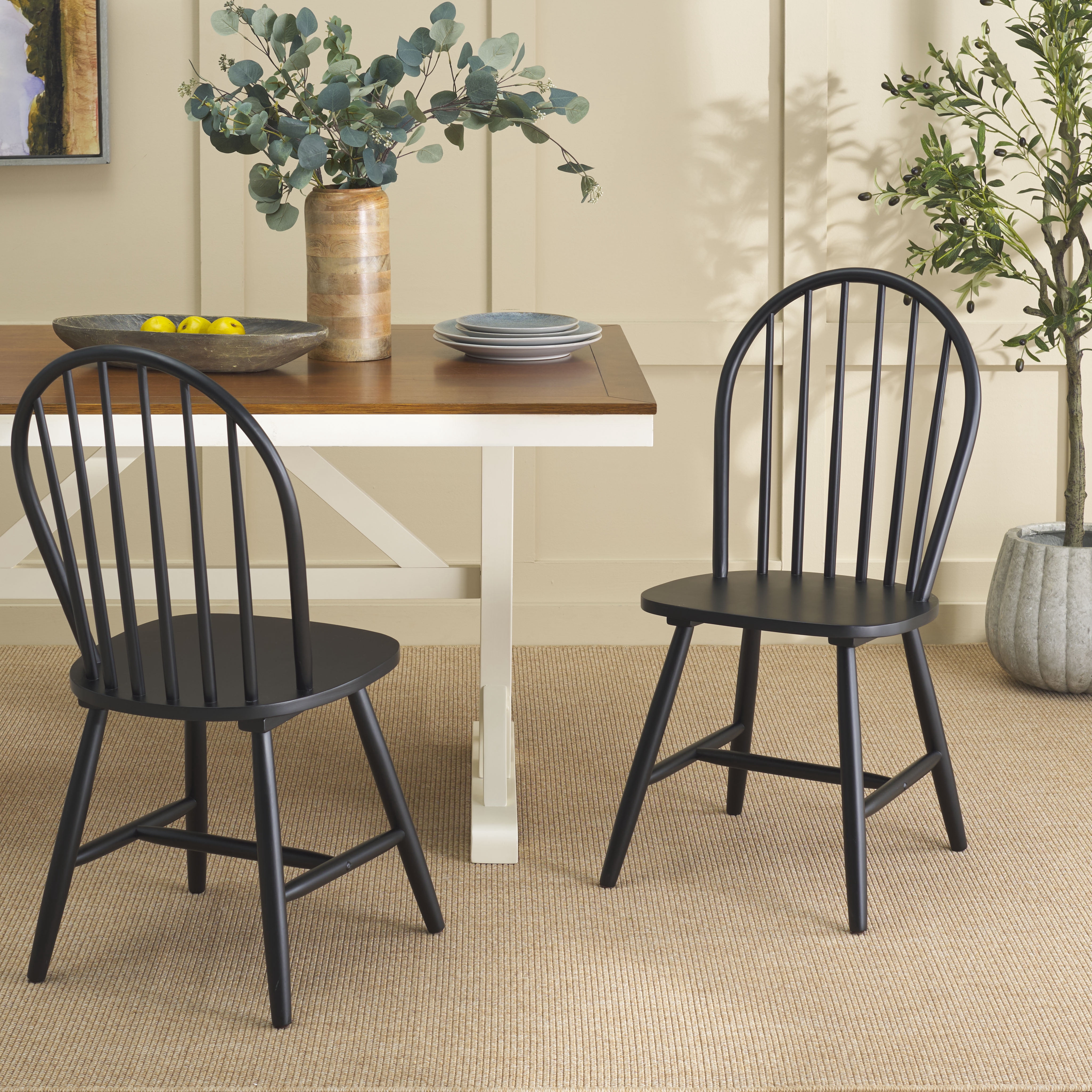 Safavieh Omaha Modern Wood Dining Side Chairs, Black (Set of 2)