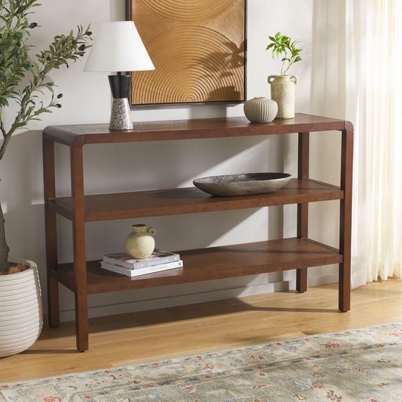 Safavieh Omara Modern 2 Shelf Wood Console Table, Walnut