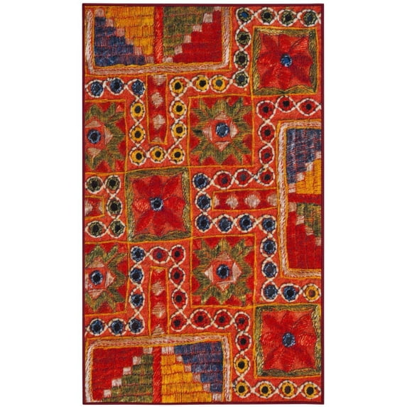 Aztec Orange/Multi Medium Rectangle Rug-Color:Orange/Multi,Shape:Small Rectangle,Size:3' x 5'