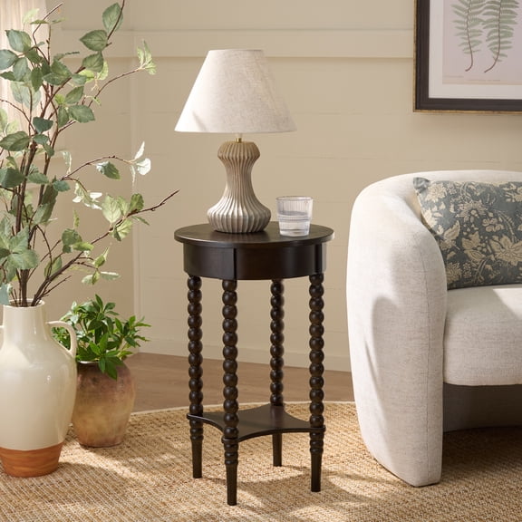 Safavieh Orbis Wood Modern Round End Table, Dark Chocolate