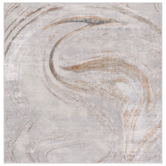 SAFAVIEH Orchard Edweena Modern Polyester Area Rug, Grey/Gold, 8' x 8' Square