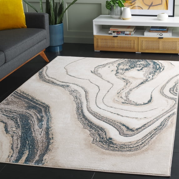 Safavieh Orchard Marcus Abstract Polyester Area Rug, Ivory/Blue, 9' x 12'