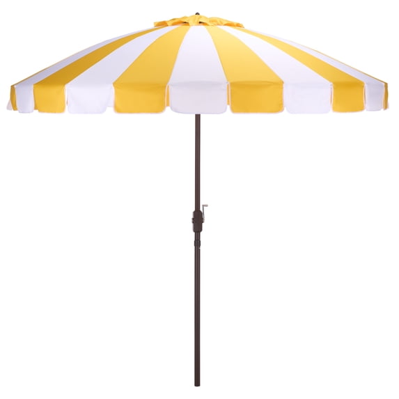 Safavieh Outdoor Buti 9ft Crank Umbrella, Yellow Stripe