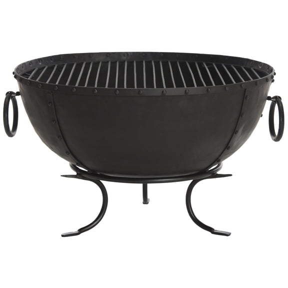 Safavieh Brazil Iron Wood Burning Fire Pit with Grate and Fire Poker, Black