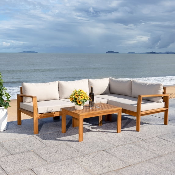 Safavieh Outdoor Endelia Outdoor Living Set Natural / Light Grey