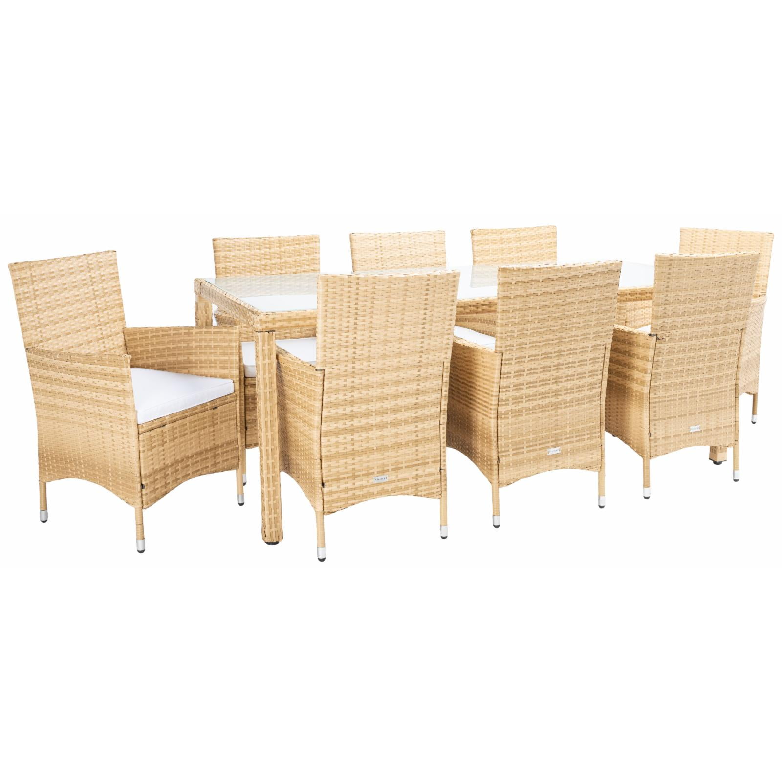 Hailee 8-Person Natural Wicker Outdoor Dining Set with Cushions