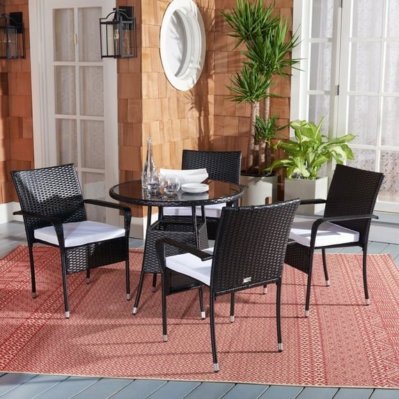 Safavieh Outdoor Living Laina 5-Piece Bistro Set Black/White Cushion
