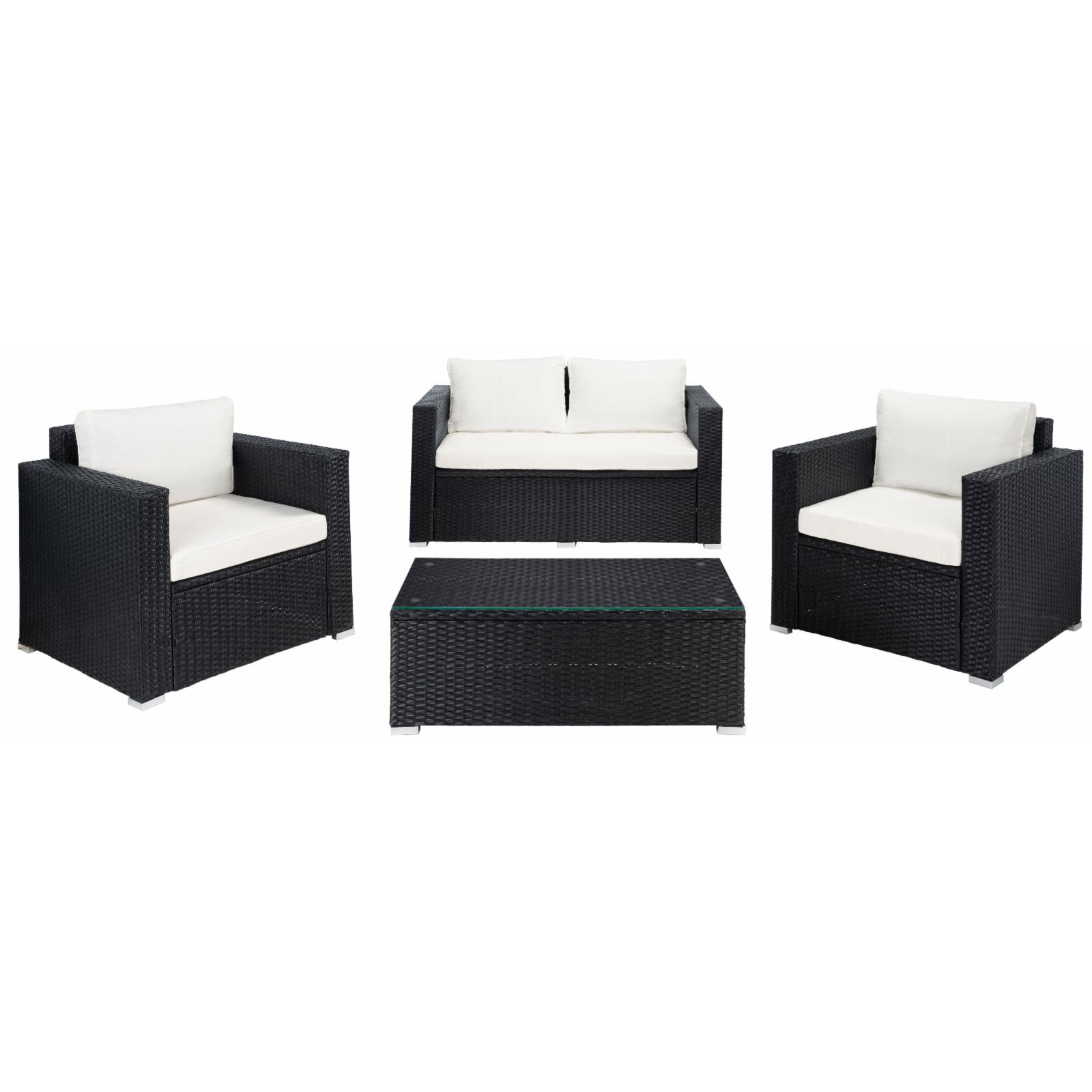 Safavieh Outdoor Living Machie Wicker 4piece Patio Set Black/Light