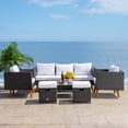 thumbnail image 1 of Safavieh  Outdoor Living Presla 6-Piece Living Set Black/White Cushion, 1 of 5