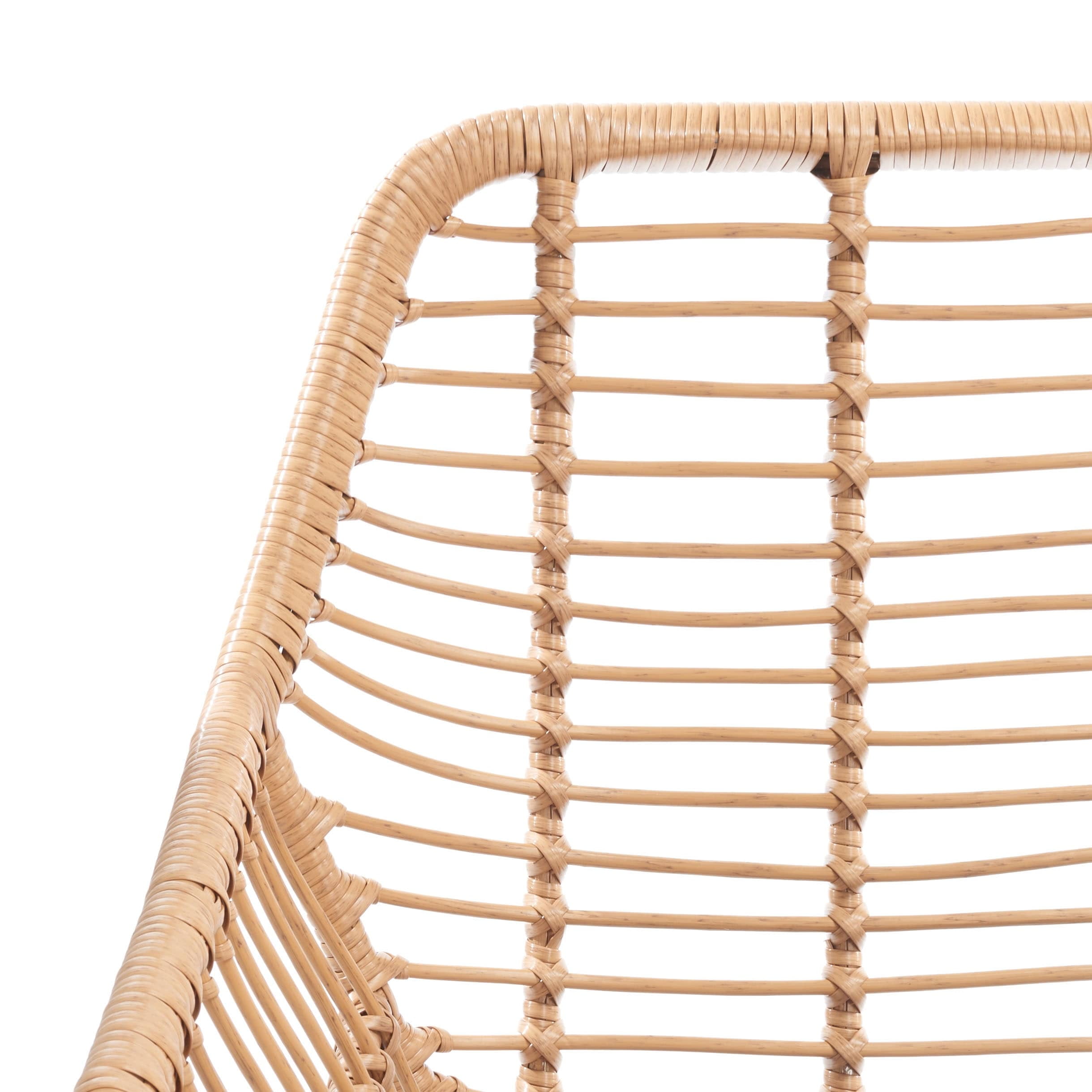 Natural Rattan 4-Piece Patio Set with Navy Cushions