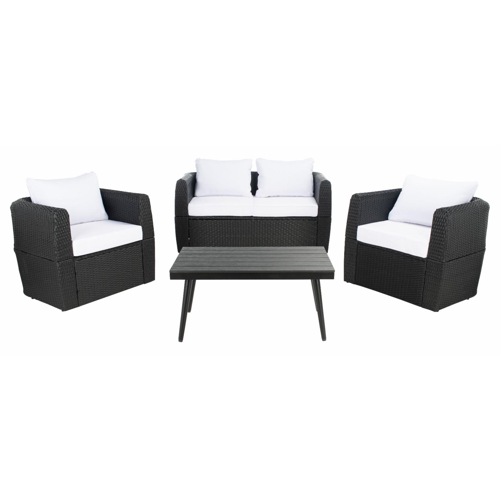 Safavieh Outdoor Living Tarien Wicker 4Piece Living Patio Set Black