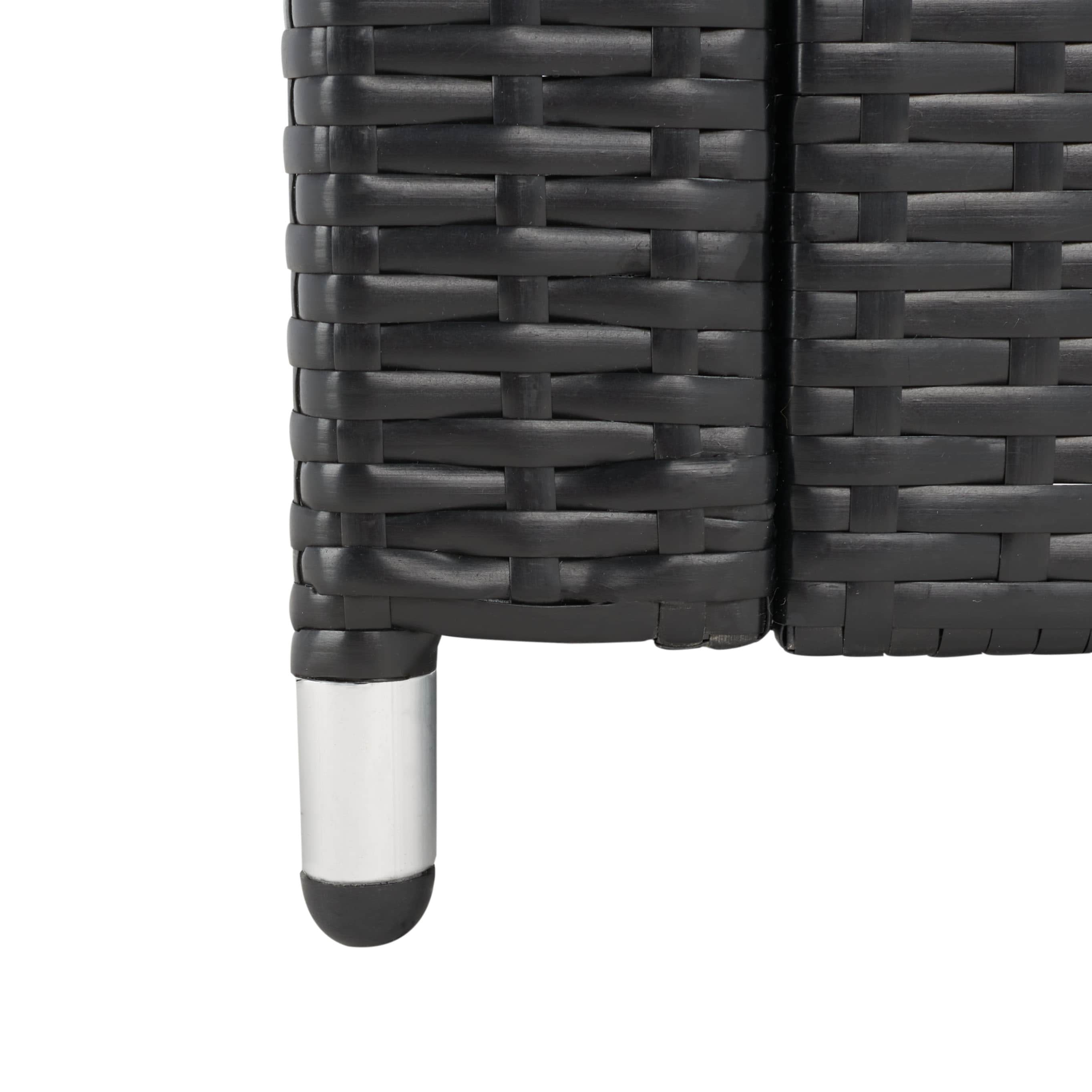 Lorma 4-Piece Black Wicker Patio Set with Light Grey Cushions