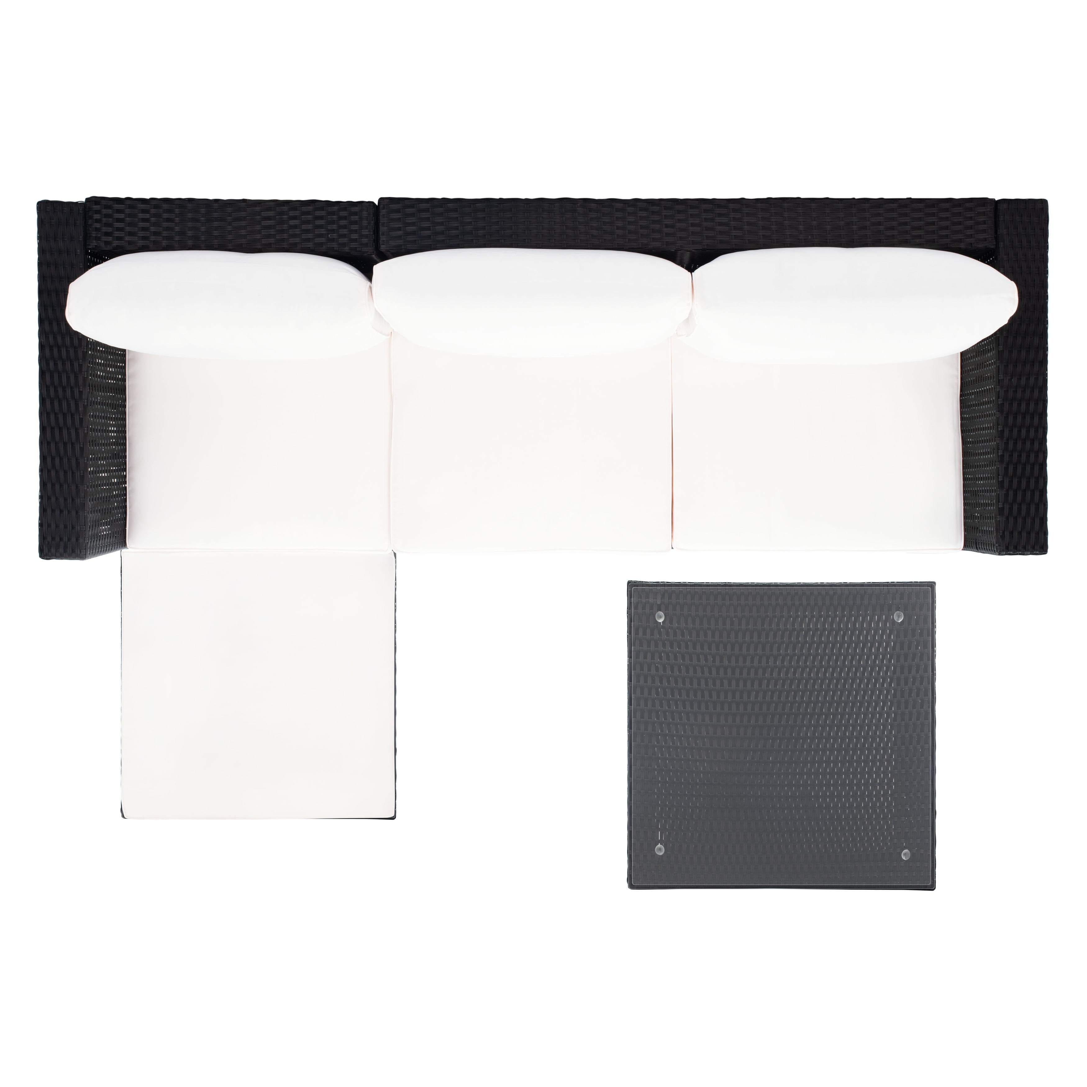 Transitional 3-Person Beige and Black Outdoor Conversation Set