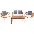 thumbnail image 1 of Safavieh Nunzio Adult 1 Wood Outdoor Dining Sets with Pillows, Natural/Beige, 1 of 7