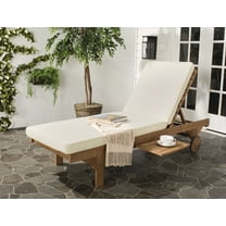 Safavieh  Outdoor Newport Solid Wood Chaise Lounge Chair with Side Table & Cushion - 27.6" x 78.7" x 14.2"