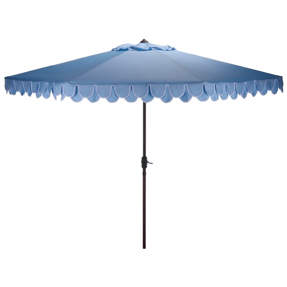 Safavieh Outdoor Valance 11ft Crank Patio Umbrella, Baby Blue/White
