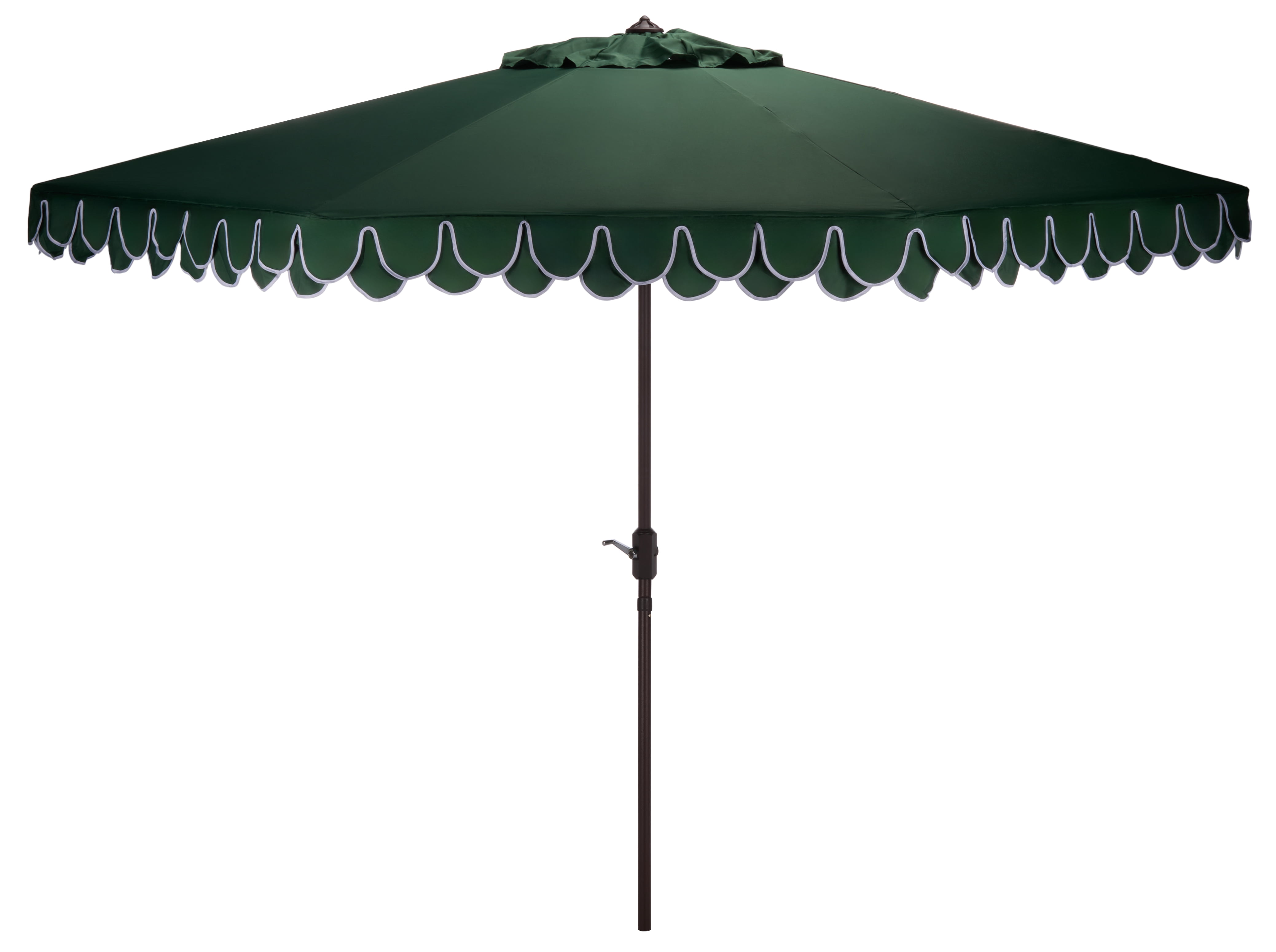 Safavieh Outdoor Valance 11ft Crank Patio Umbrella, Hunter Green/White