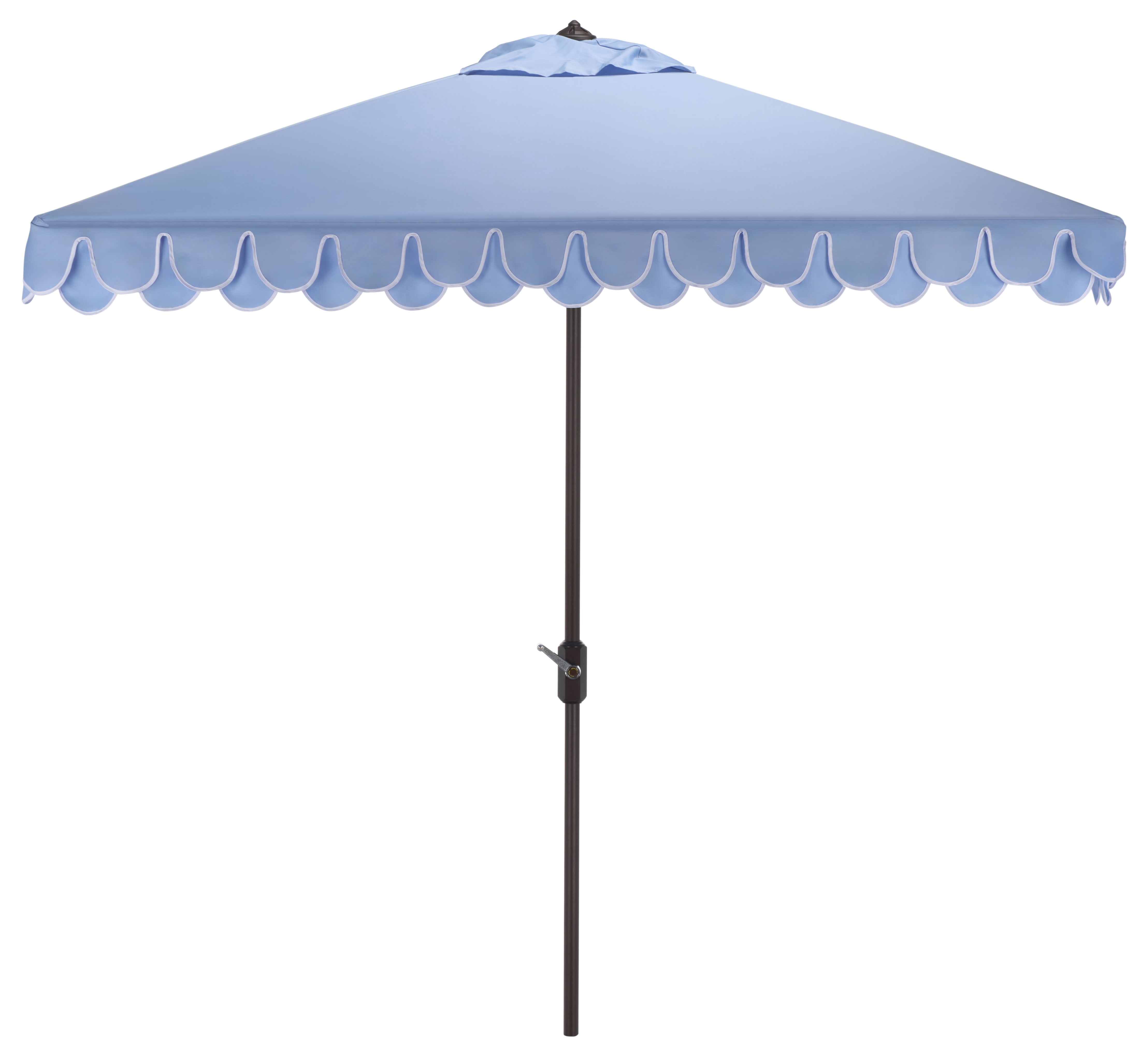 Safavieh Outdoor Valance 7.5ft Crank Patio Umbrella, Baby Blue/White