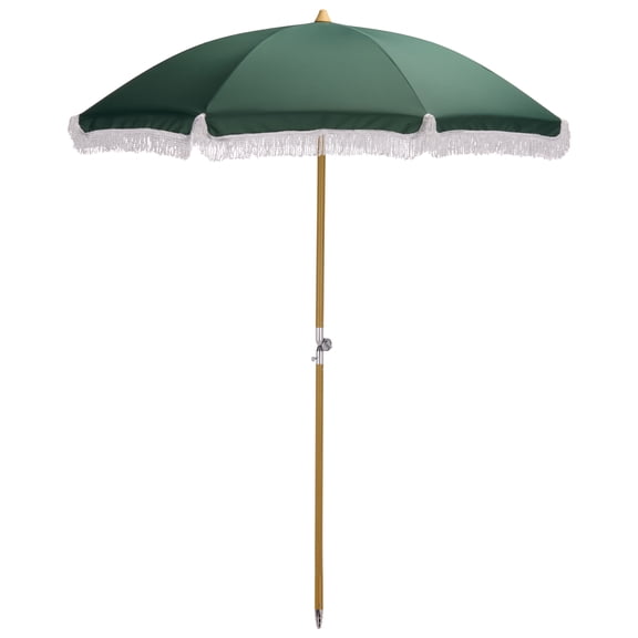Safavieh Outdoor Valencia 6.5ft Crank Beach Umbrella, Hunter Green