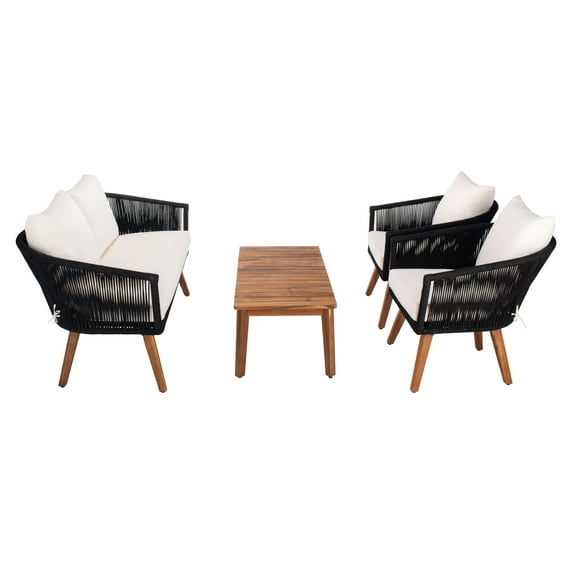 Safavieh Outdoor Velso 4 Pc Living Set Black/Beige