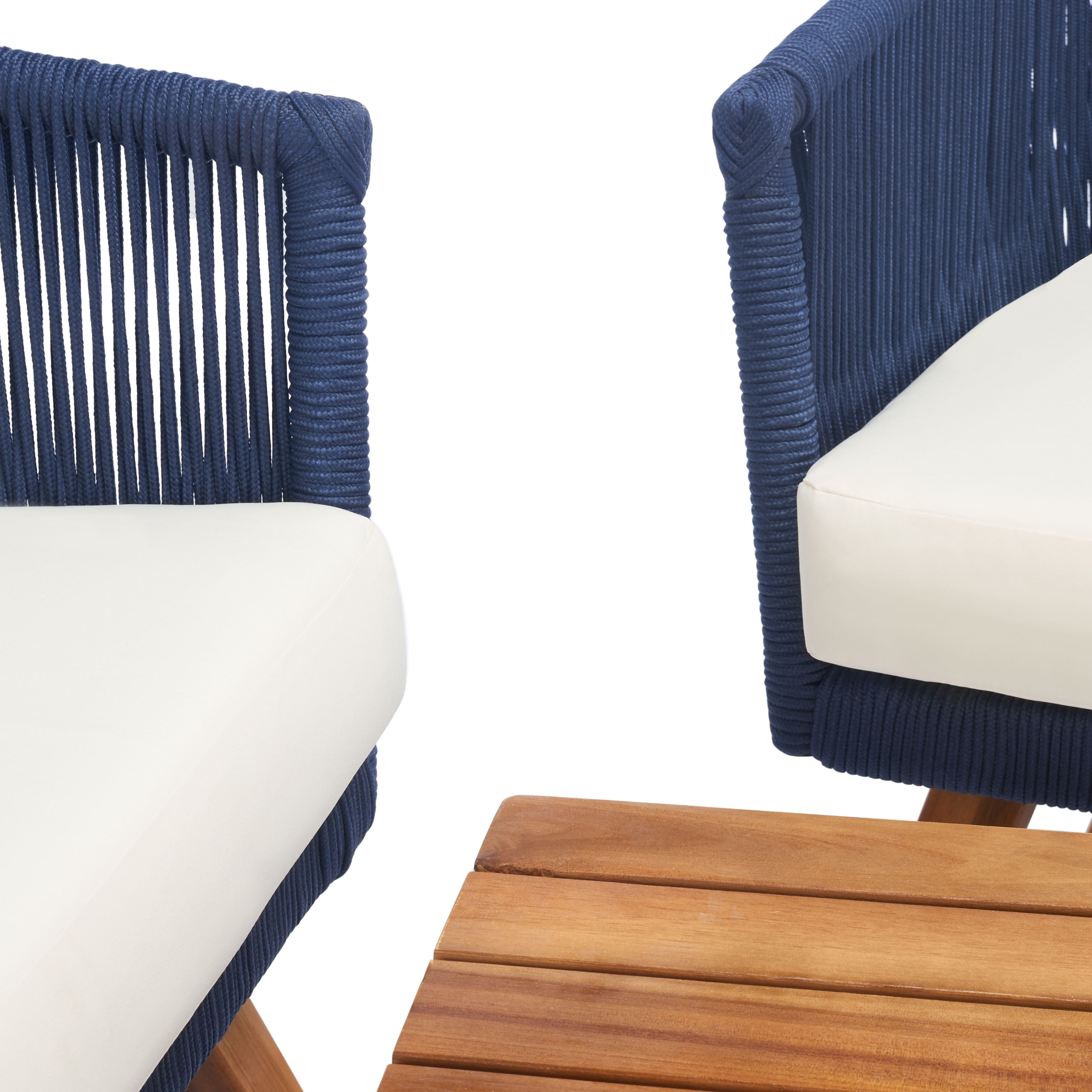 Velso 4 Piece Navy and Beige Acacia Outdoor Set