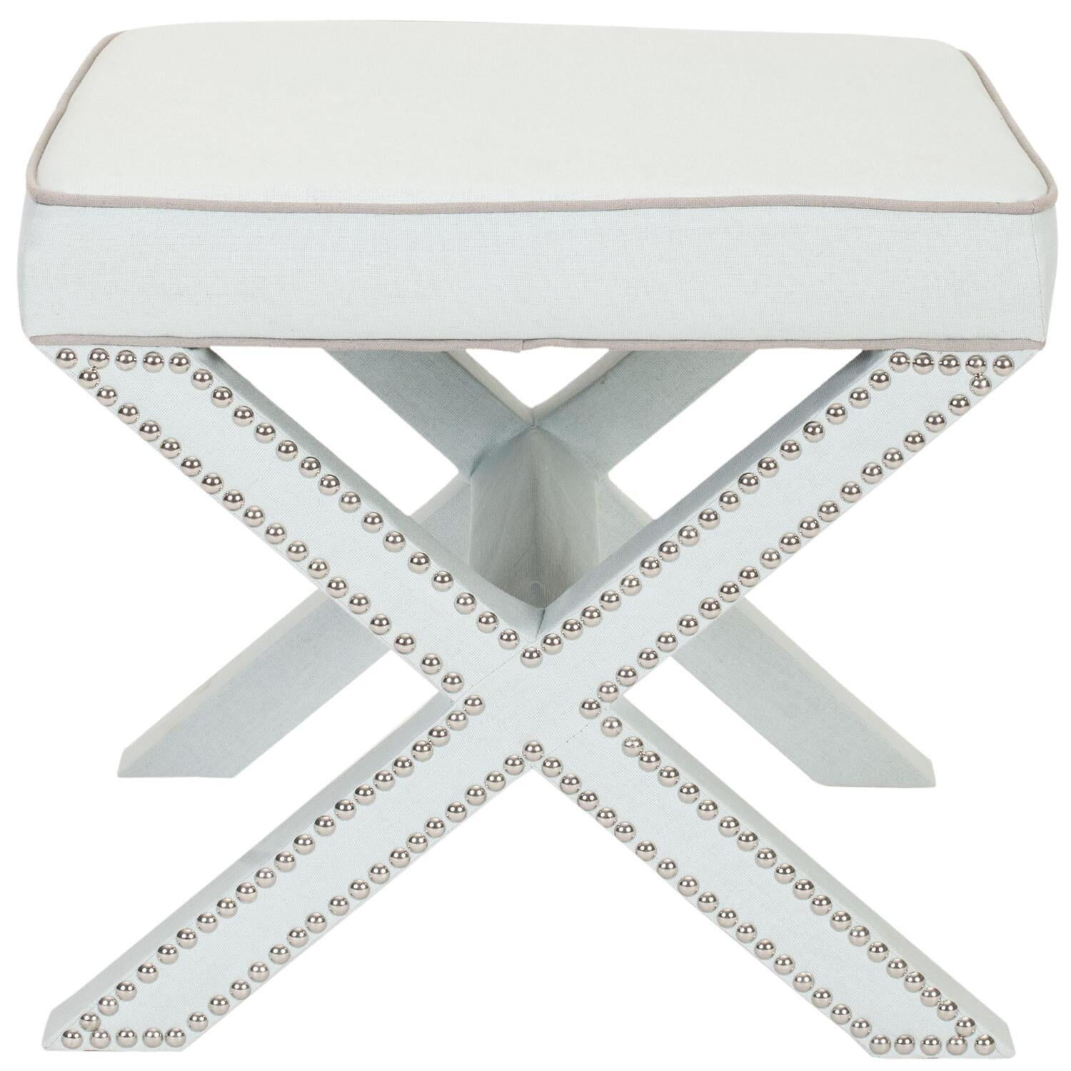 希少　Safavieh Palmer Ottoman　オットマン　グレー Amazon.com: Safavieh Home Collection Palmer Sky Blue with Silver
