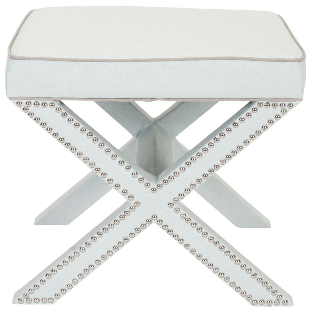 Safavieh Upholstered Palmer Ottoman, Rectangular with Nailhead