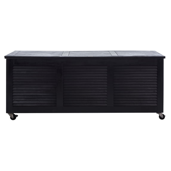 Safavieh PAT Collection Outdoor Wheels 76 Gallons Wood Deck Box, Black